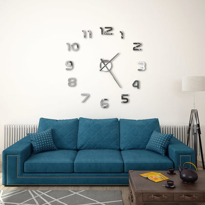 Vidaxl 3D Corloge murale 100 cm xxl Couleurs argentées modernes