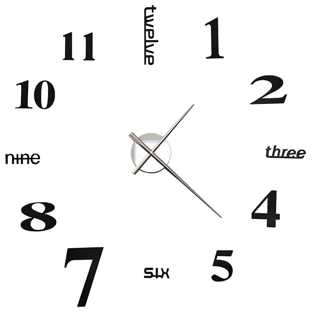 Vidaxl 3D Horloge murale 100 cm xxl noir moderne