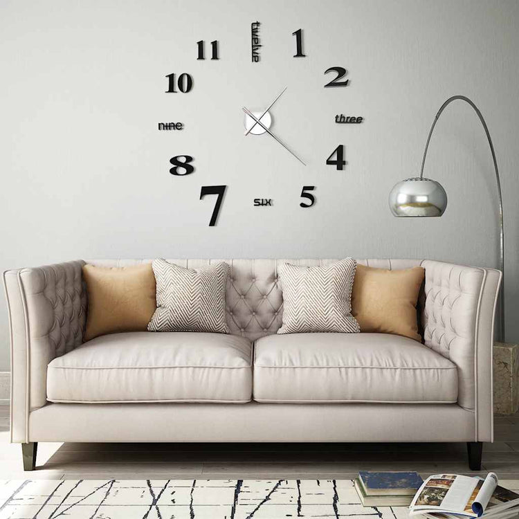 Vidaxl 3D Horloge murale 100 cm xxl noir moderne