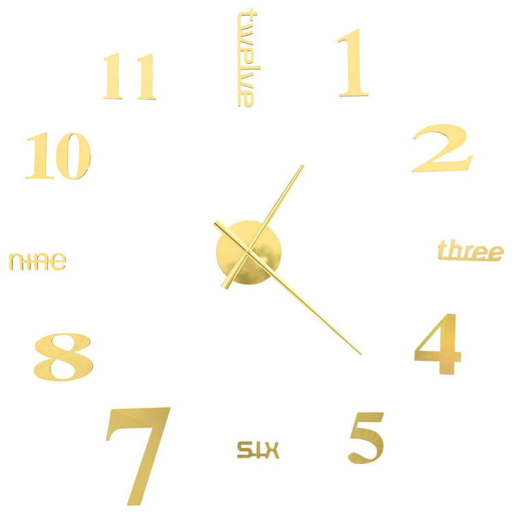 Vidaxl 3D Horloge murale 100 cm xxl coloré en or moderne