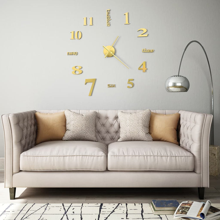 Vidaxl 3D Horloge murale 100 cm xxl coloré en or moderne