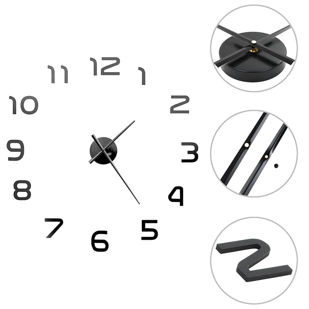 Vidaxl 3D Horloge murale 100 cm xxl noir moderne