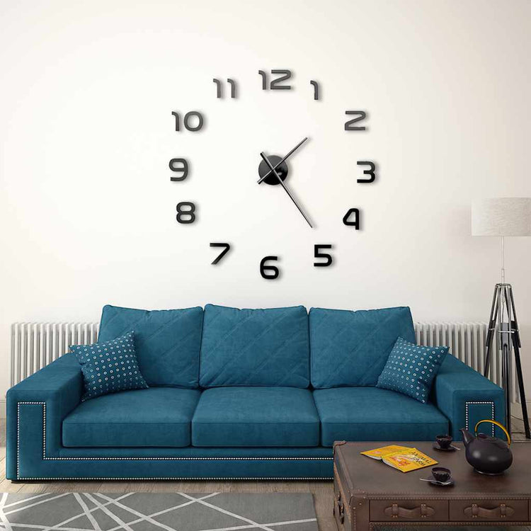 Vidaxl 3D Horloge murale 100 cm xxl noir moderne