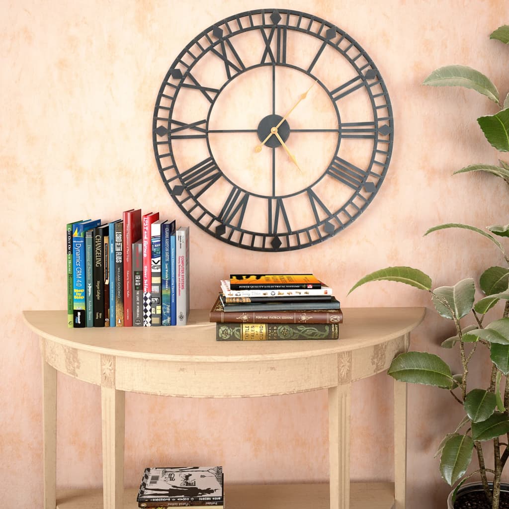 Vidaxl Horloge murale style vintage avec mécanisme de quartz xxl 60 cm métal