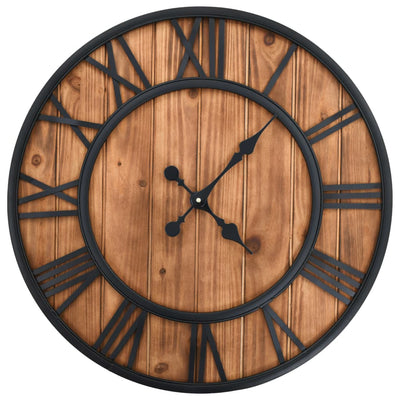 Horloge murale vidaxl mécanisme de quartz de style vintage xxl 60 cm en bois de métal