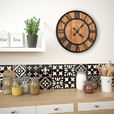 Horloge murale vidaxl mécanisme de quartz de style vintage xxl 60 cm en bois de métal