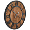Horloge murale vidaxl mécanisme de quartz de style vintage xxl 60 cm en bois de métal