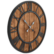 Horloge murale vidaxl mécanisme de quartz de style vintage xxl 60 cm en bois de métal - afbeelding 3