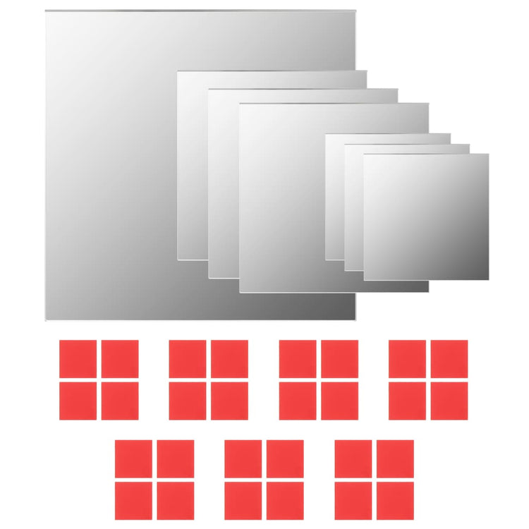 Vidaxl Miroirs muraux en verre carré 7 sts