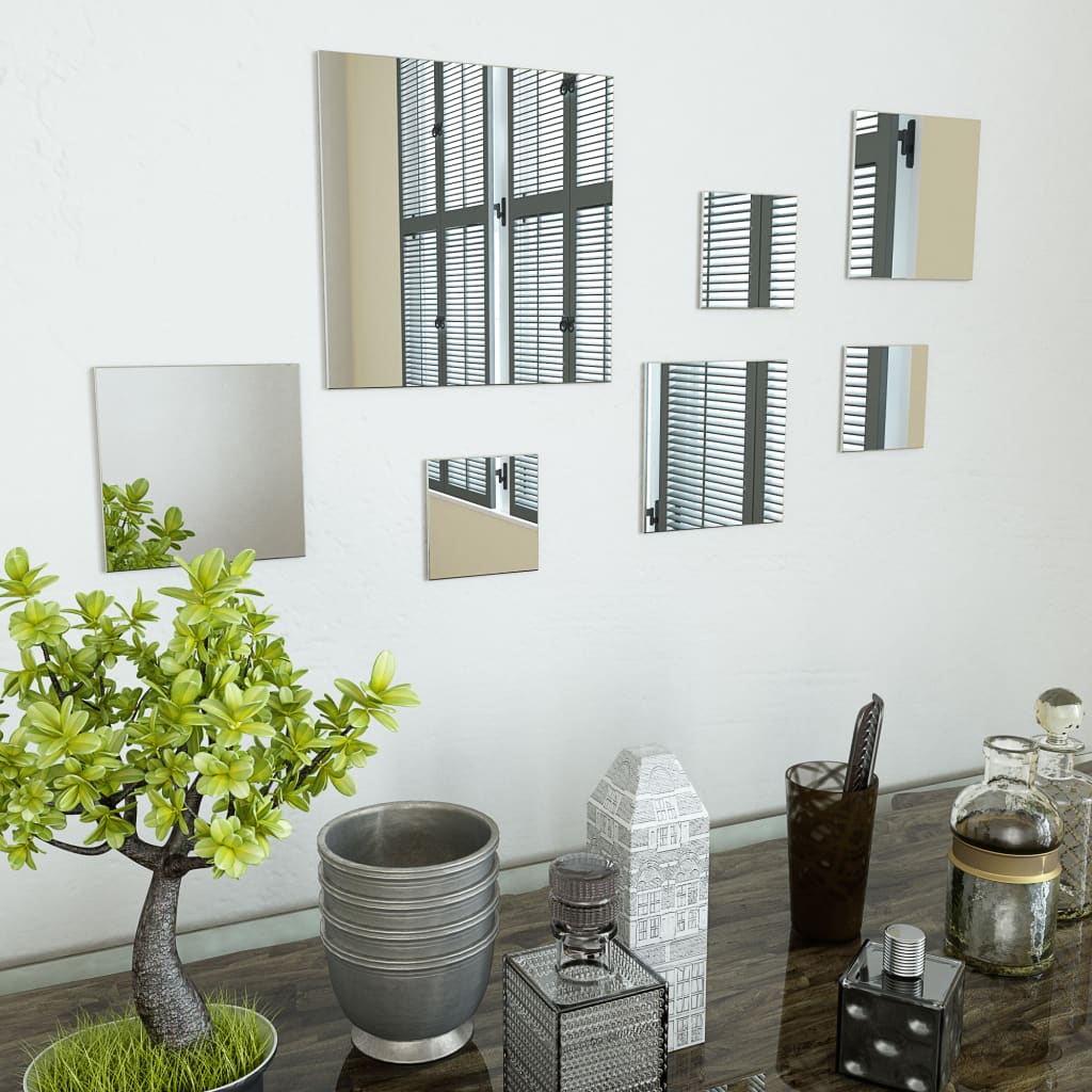 Vidaxl Miroirs muraux en verre carré 7 sts