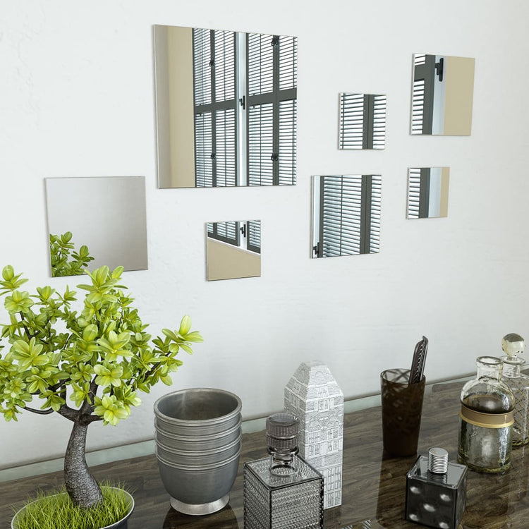 Vidaxl Miroirs muraux en verre carré 7 sts
