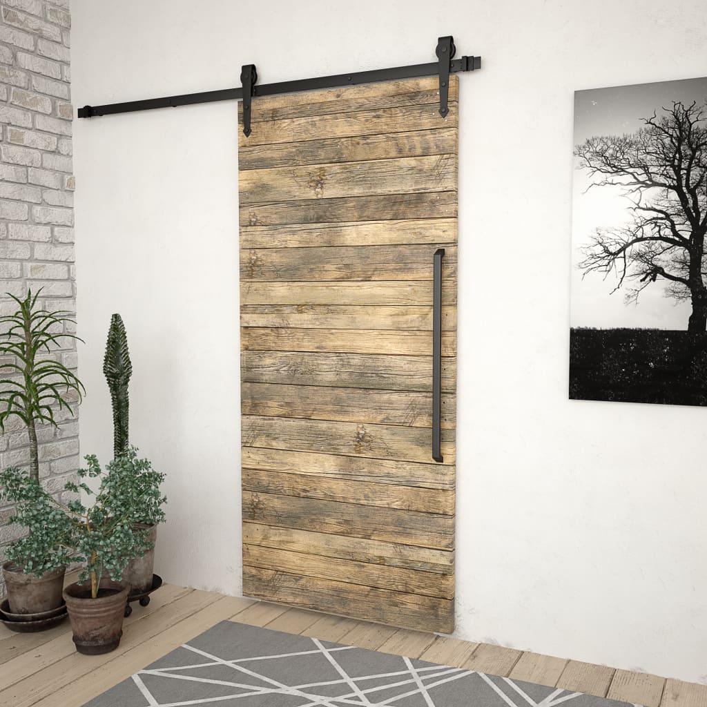 Boîte Vidaxl avec pièces pour porte coulissante 183 cm en acier noir