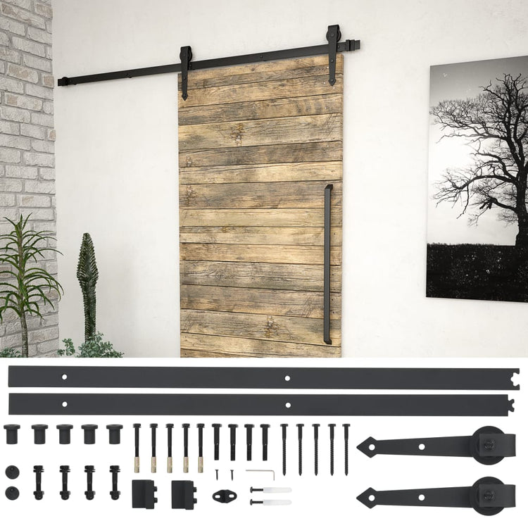 Boîte Vidaxl avec pièces pour porte coulissante 183 cm en acier noir