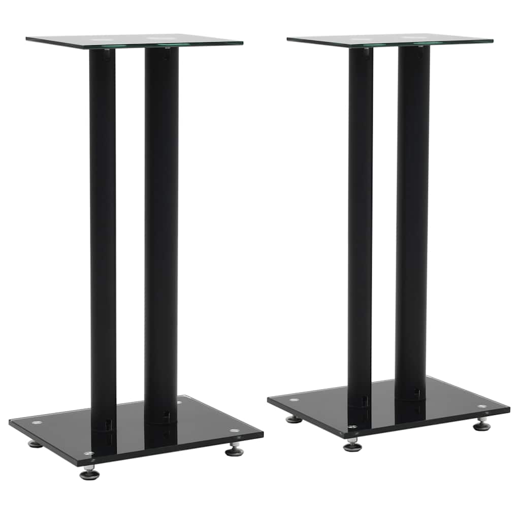 Normes de haut-parleur Vidaxl Conception de colonne de colonne de verre trempé noir 2 pcs