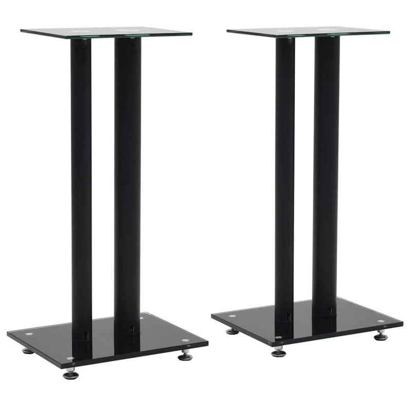 Normes de haut-parleur Vidaxl Conception de colonne de colonne de verre trempé noir 2 pcs