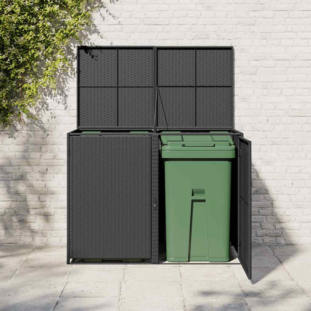 Stockage de conteneur vidaxl double 148x80x111 cm poly rattan noir