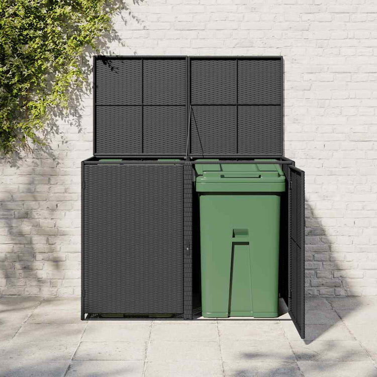 Stockage de conteneur vidaxl double 148x80x111 cm poly rattan noir