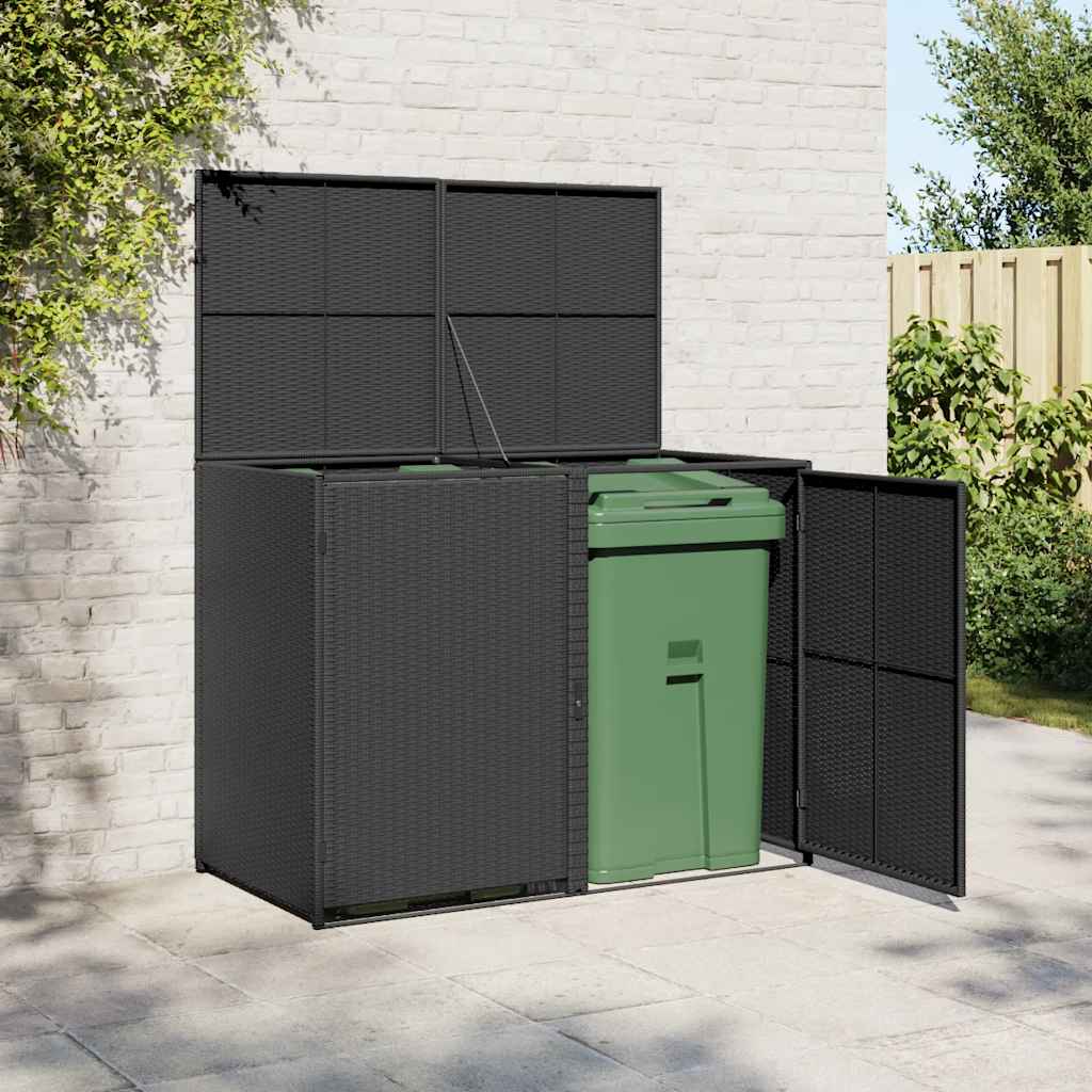 Stockage de conteneur vidaxl double 148x80x111 cm poly rattan noir