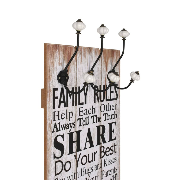 Rack de manteau mural vidaxl avec 6 rèles de famille de crochets 120x40 cm