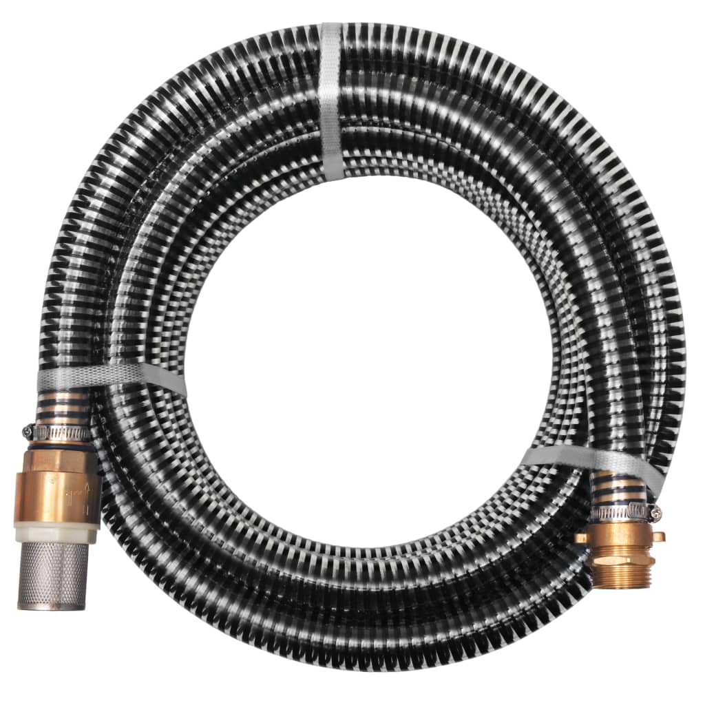 Vidaxl Sucking tuyau avec accouplements en laiton 4 m 25 mm noir