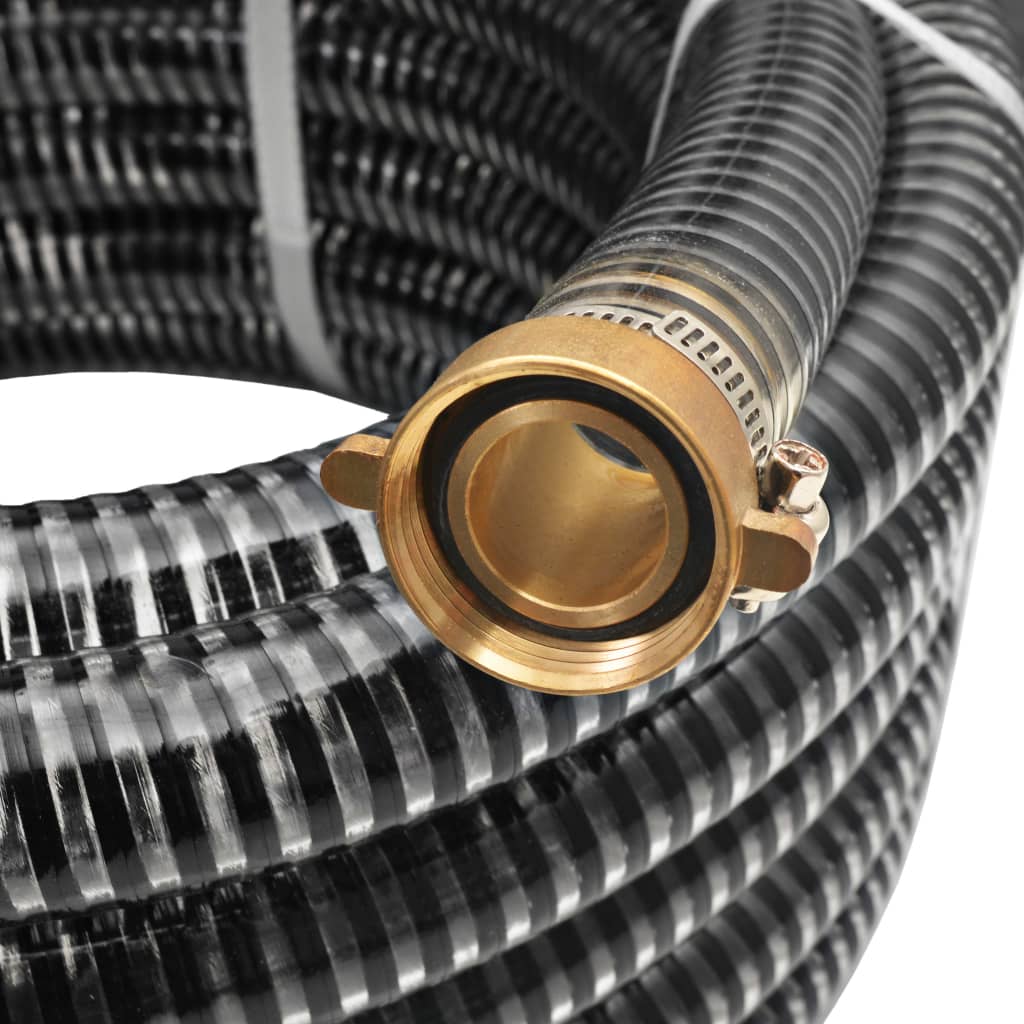 Vidaxl Sucking tuyau avec accouplements en laiton 4 m 25 mm noir