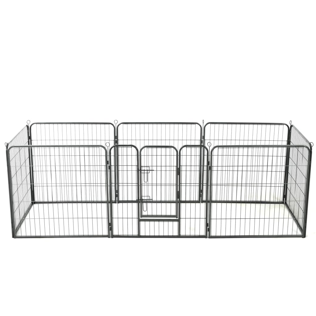 Vidaxl Dog Run avec 8 panneaux 80x80 cm en acier noir