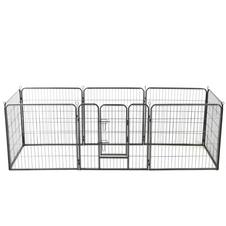 Vidaxl Dog Run avec 8 panneaux 80x80 cm en acier noir
