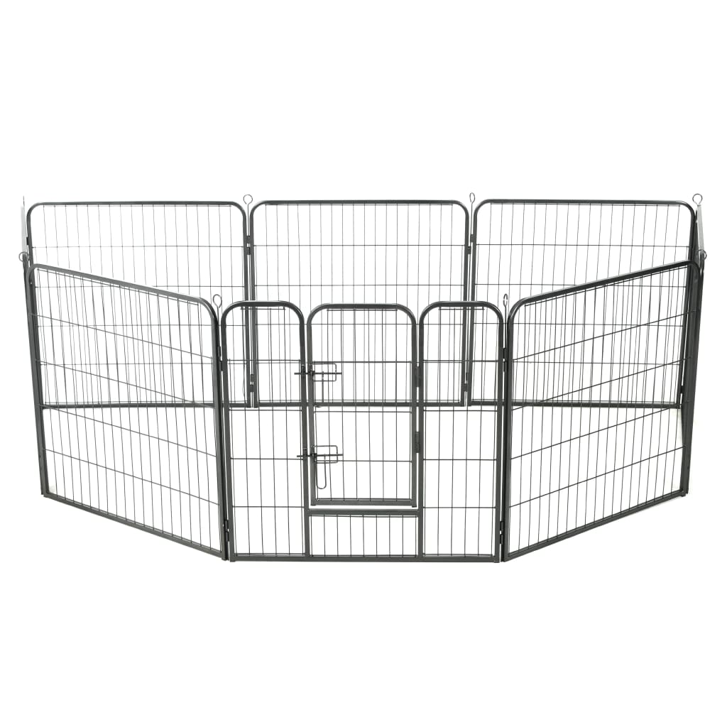 Vidaxl Dog Run avec 8 panneaux 80x80 cm en acier noir