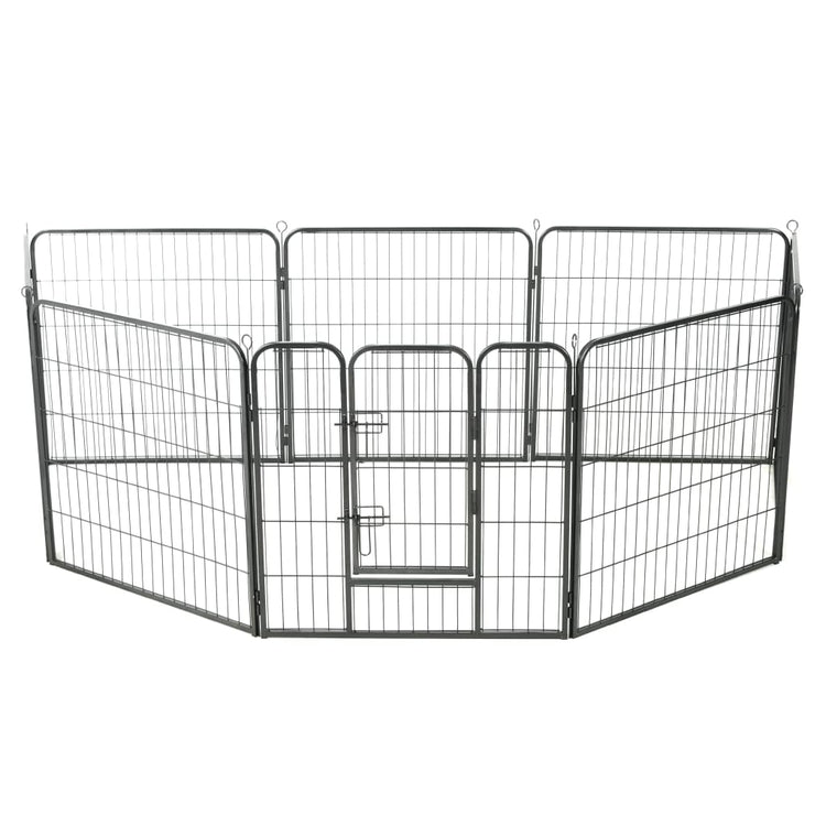 Vidaxl Dog Run avec 8 panneaux 80x80 cm en acier noir