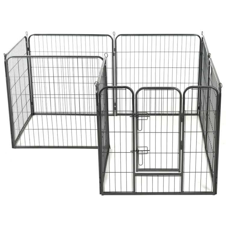 Vidaxl Dog Run avec 8 panneaux 80x80 cm en acier noir