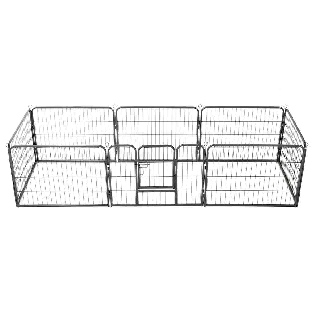 Vidaxl Dog Run avec 8 panneaux 80x60 cm en acier noir