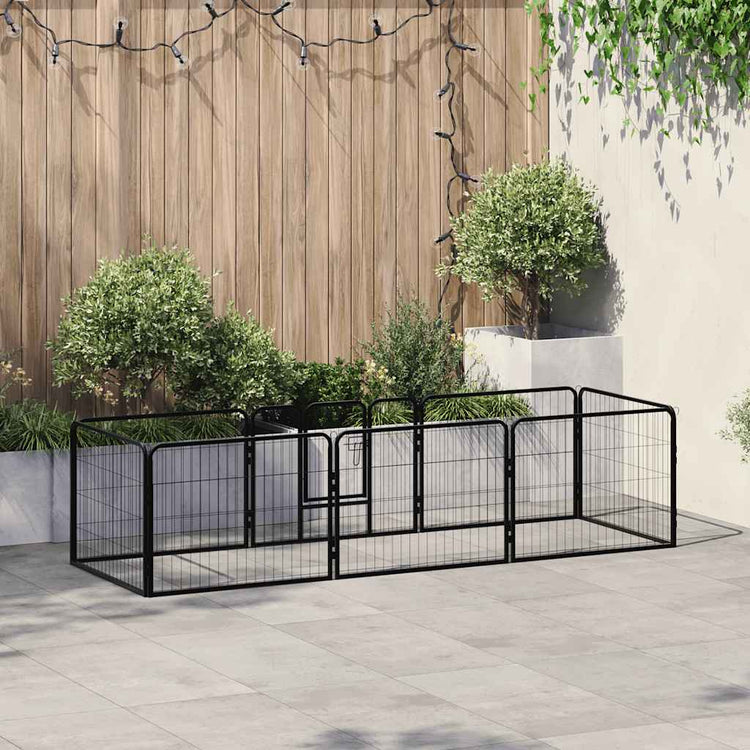Vidaxl Dog Run avec 8 panneaux 80x60 cm en acier noir