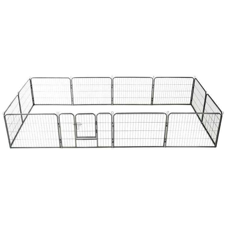 Vidaxl Dog Run avec 12 panneaux 80x60 cm en acier noir