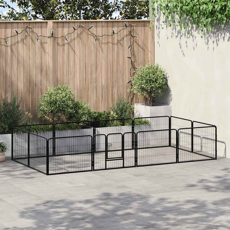 Vidaxl Dog Run avec 12 panneaux 80x60 cm en acier noir