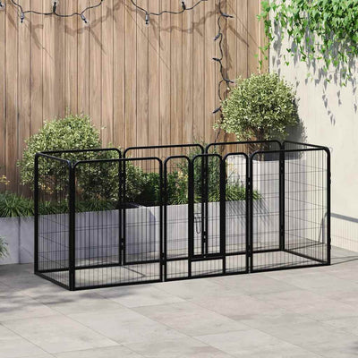 Vidaxl Dog Run avec 8 panneaux 80x100 cm en acier noir