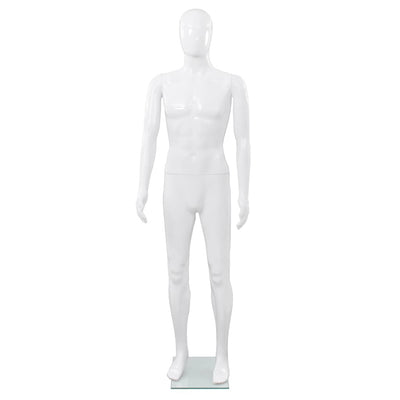 Vidaxl estalage poupée mâle avec pied de verre 175 cm blanc brillant
