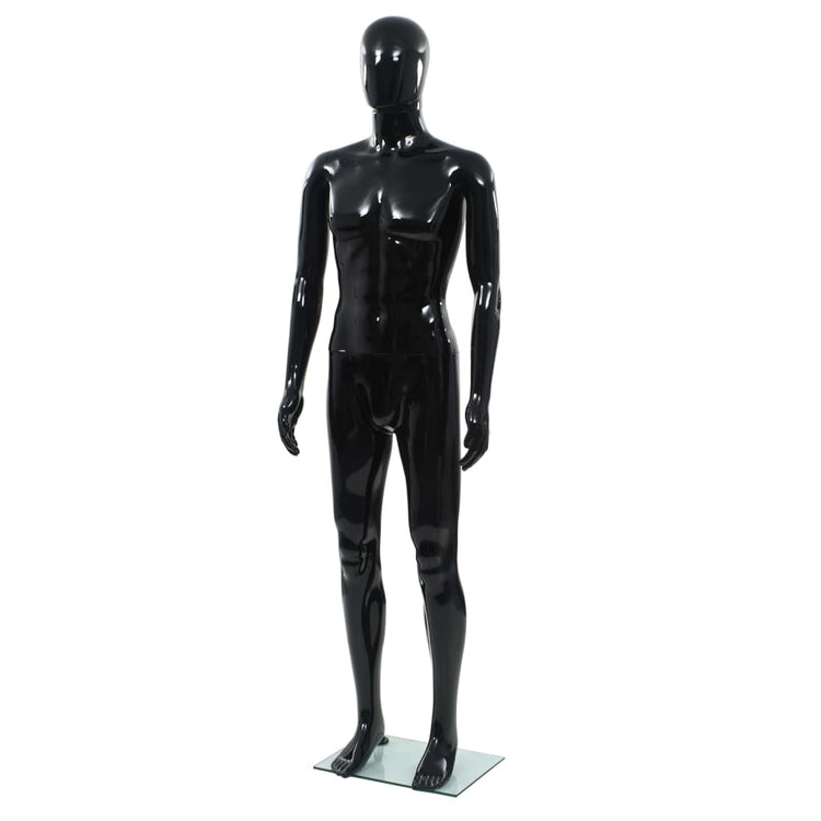 Vidaxl estalage poupée mâle avec pied de verre 185 cm noir brillant