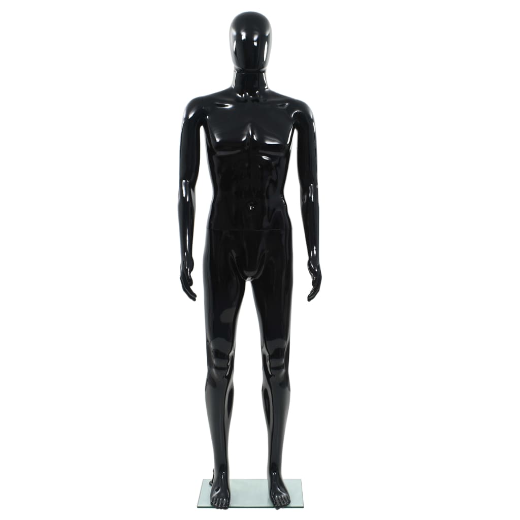 Vidaxl estalage poupée mâle avec pied de verre 185 cm noir brillant