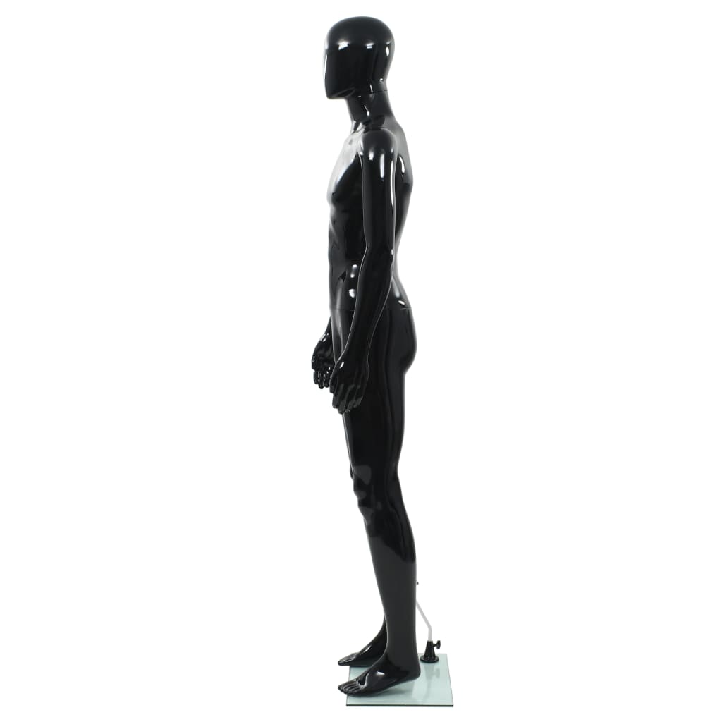 Vidaxl estalage poupée mâle avec pied de verre 185 cm noir brillant