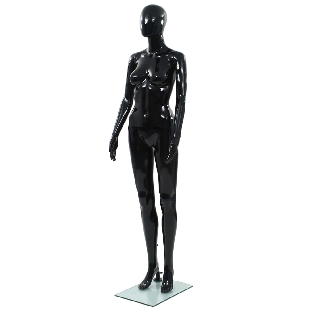 Vidaxl Estalage Doll femelle avec pied de verre 175 cm noir brillant