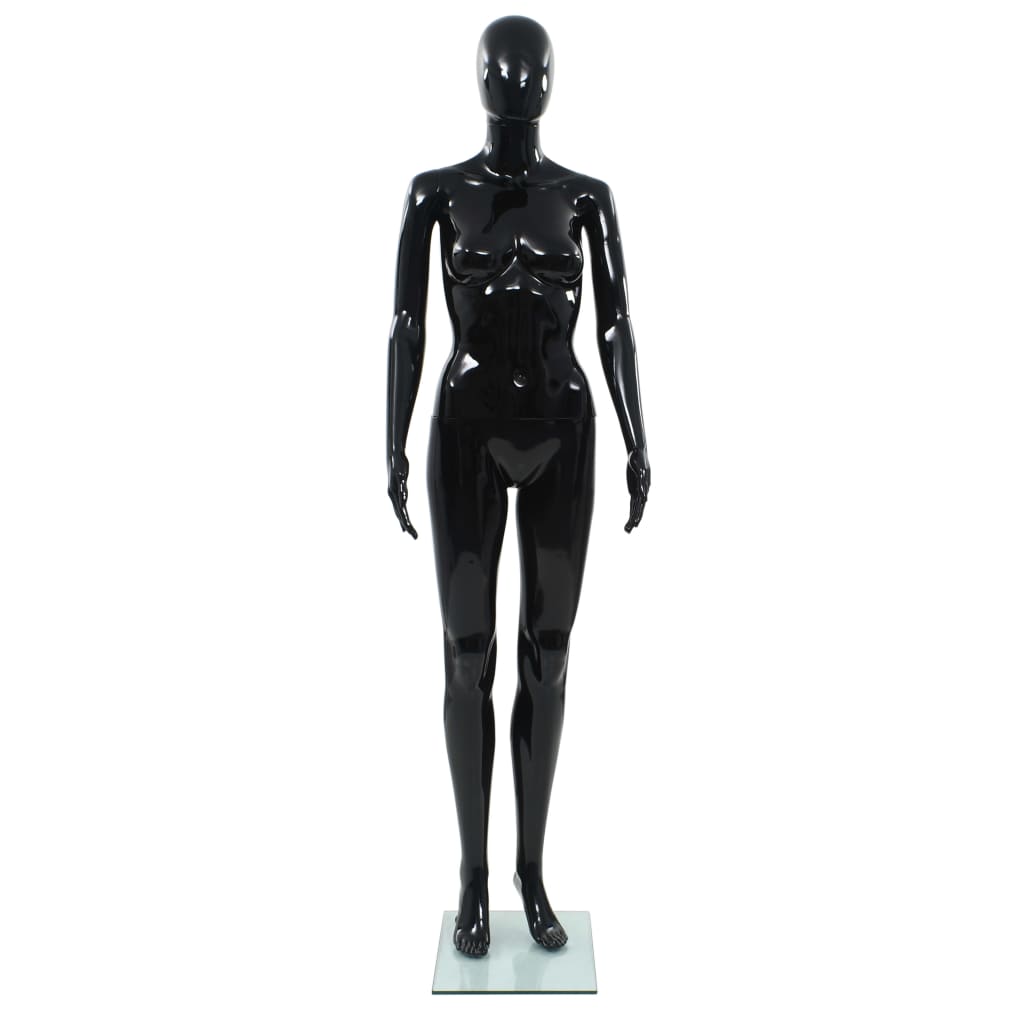 Vidaxl Estalage Doll femelle avec pied de verre 175 cm noir brillant