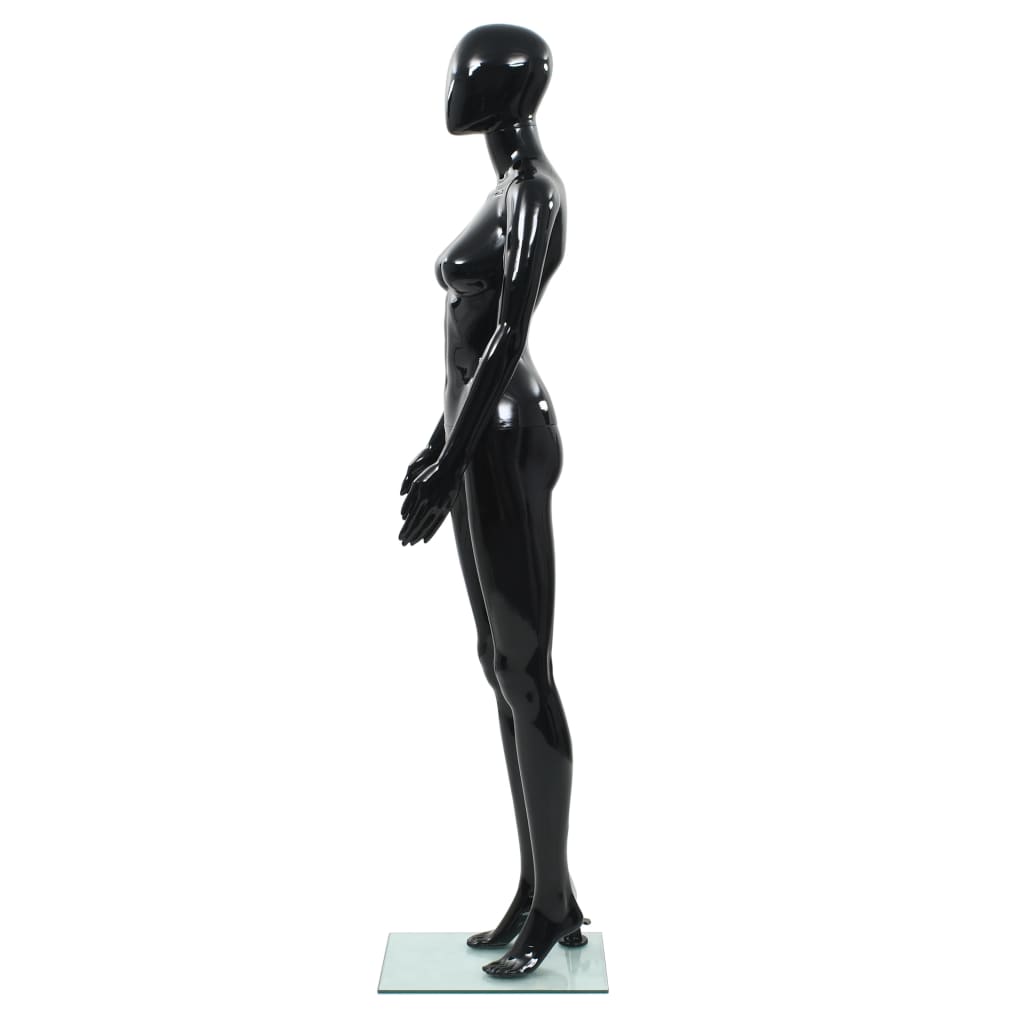 Vidaxl Estalage Doll femelle avec pied de verre 175 cm noir brillant