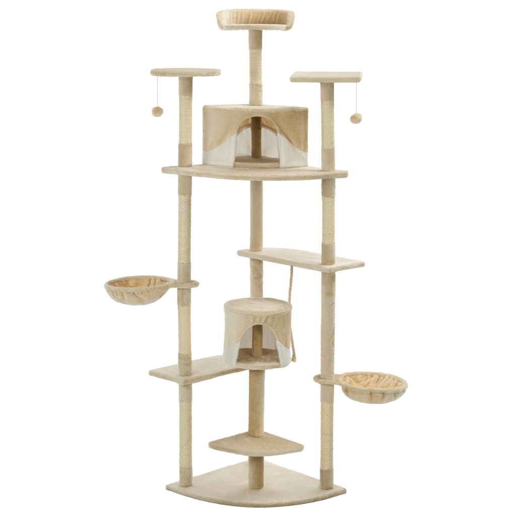 Vidaxl Cat Stracing Post avec sisal Scratch Posts 203 cm beige et blanc