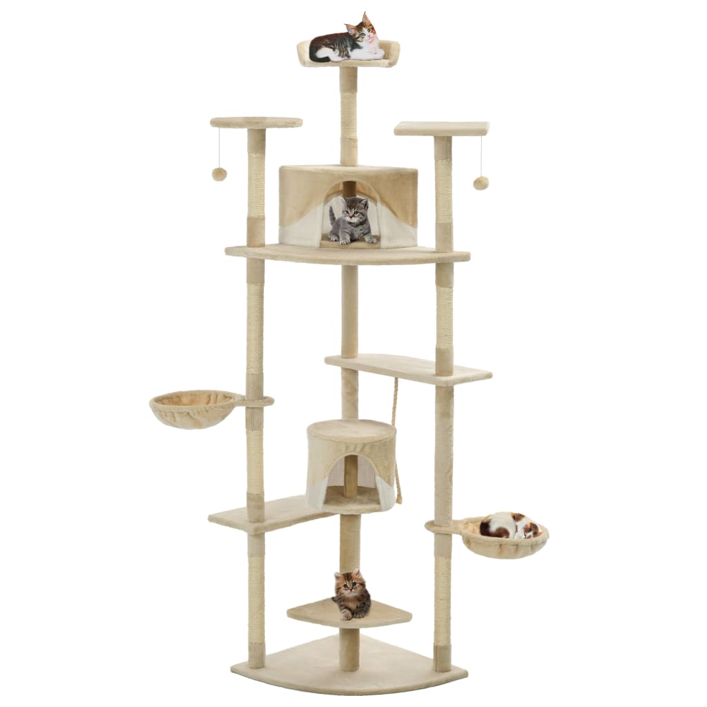 Vidaxl Cat Stracing Post avec sisal Scratch Posts 203 cm beige et blanc