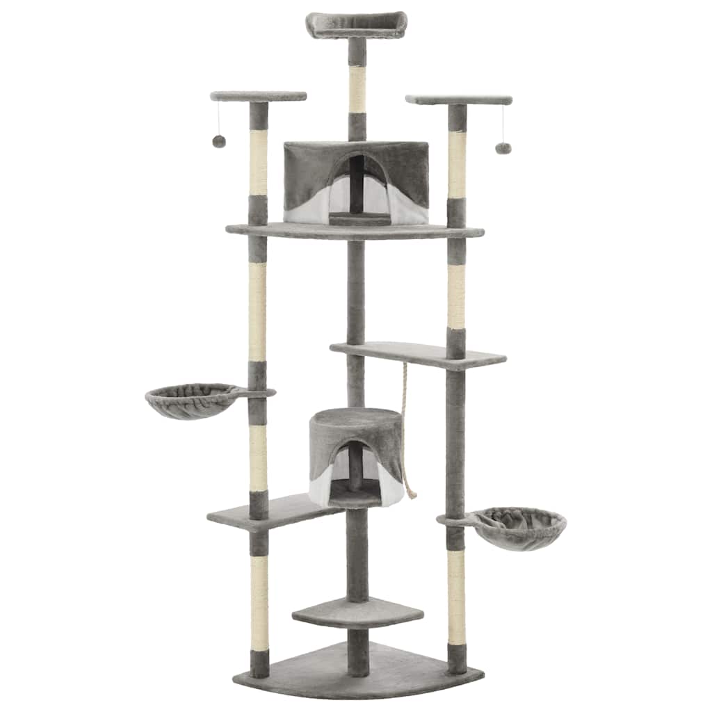 Vidaxl Cat Stracing Post avec sisal Scratch Posts 203 cm gris et blanc