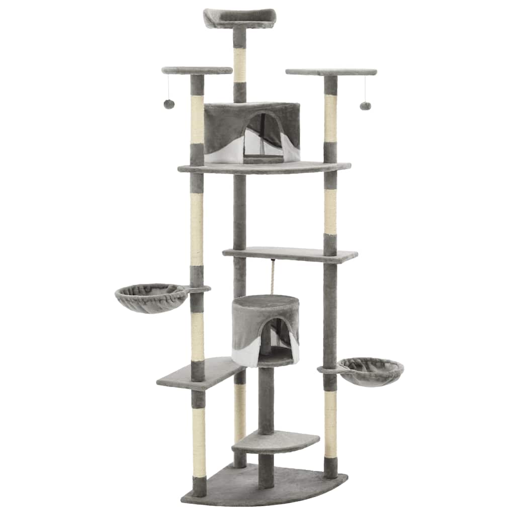 Vidaxl Cat Stracing Post avec sisal Scratch Posts 203 cm gris et blanc