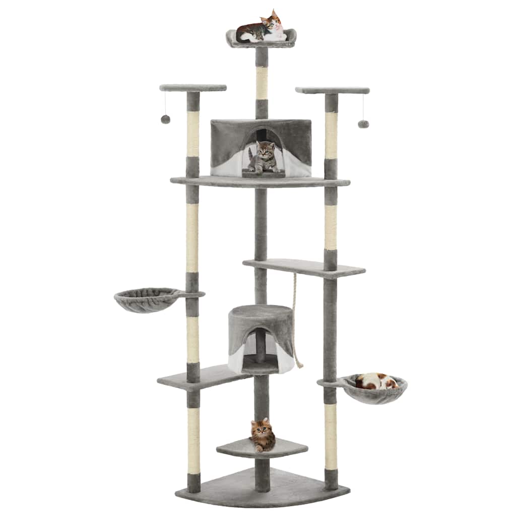 Vidaxl Cat Stracing Post avec sisal Scratch Posts 203 cm gris et blanc