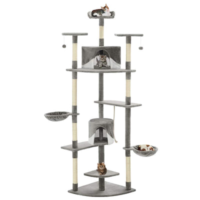Vidaxl Cat Stracing Post avec sisal Scratch Posts 203 cm gris et blanc
