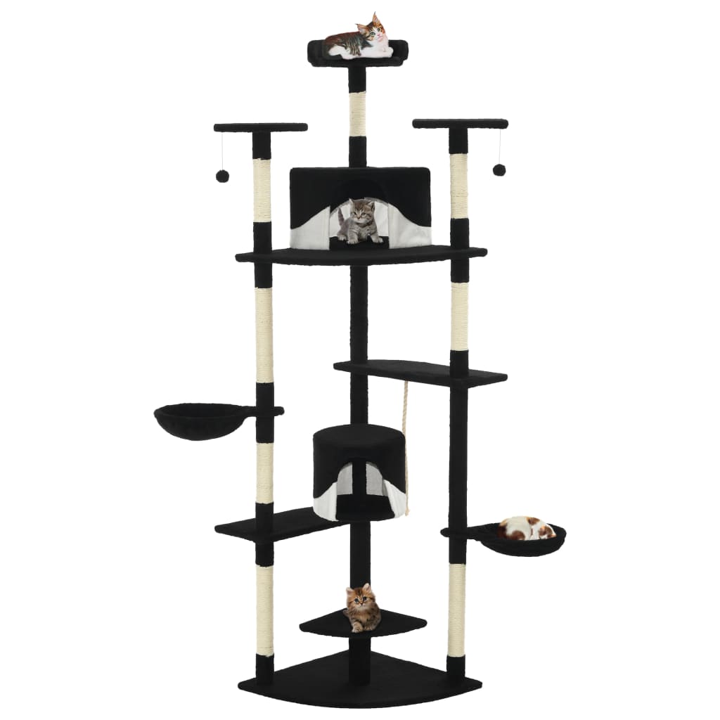 Vidaxl Cat Scratch Post avec Sisal Scratch Posts 203 cm noir et blanc