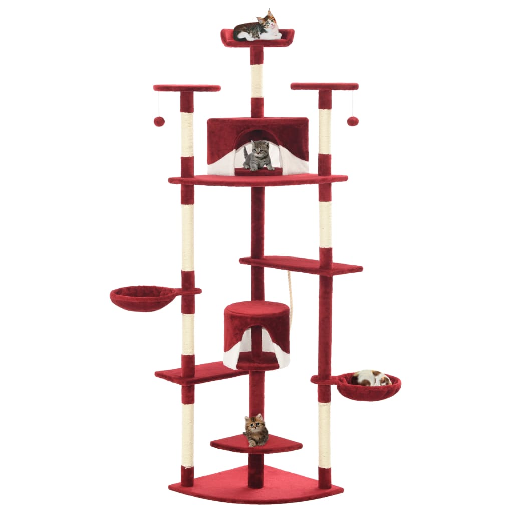 Vidaxl Cat Scratch Post avec Sisal Scratch Posts 203 cm rouge et blanc